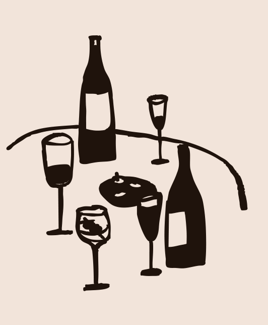 Ilustración de copas y botellas